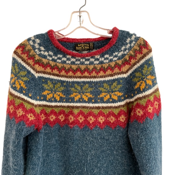 American South Side Sweater Made in Peru Fair Isle Small - Picture 2 of 4